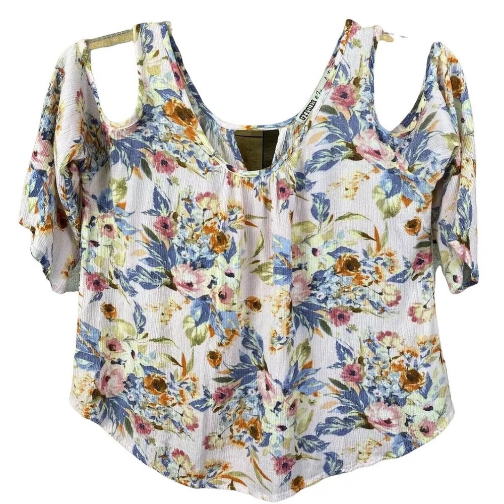 Gypsies Moondust Floral Shirt Women's Size M Light Weight Boho Cottagecore